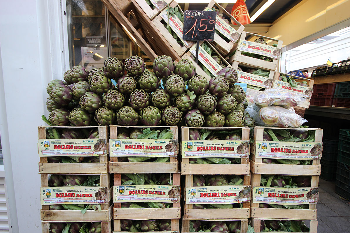 Artichokes stacked in Testaccio, Rome