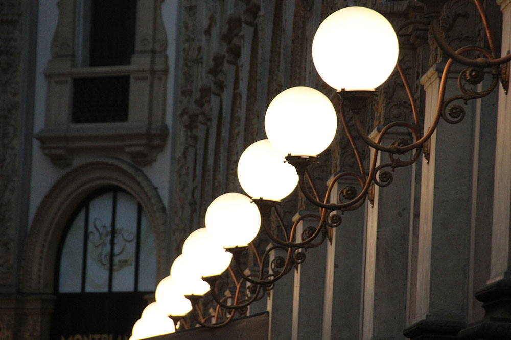 Electric lamps in Milan